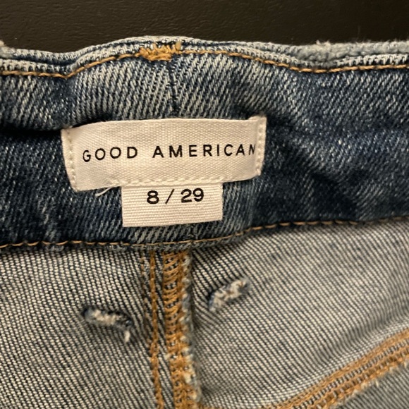 NWT Good American Good Legs Straight High Rise Distressed Jeans Blue Size 8 - Picture 9 of 13
